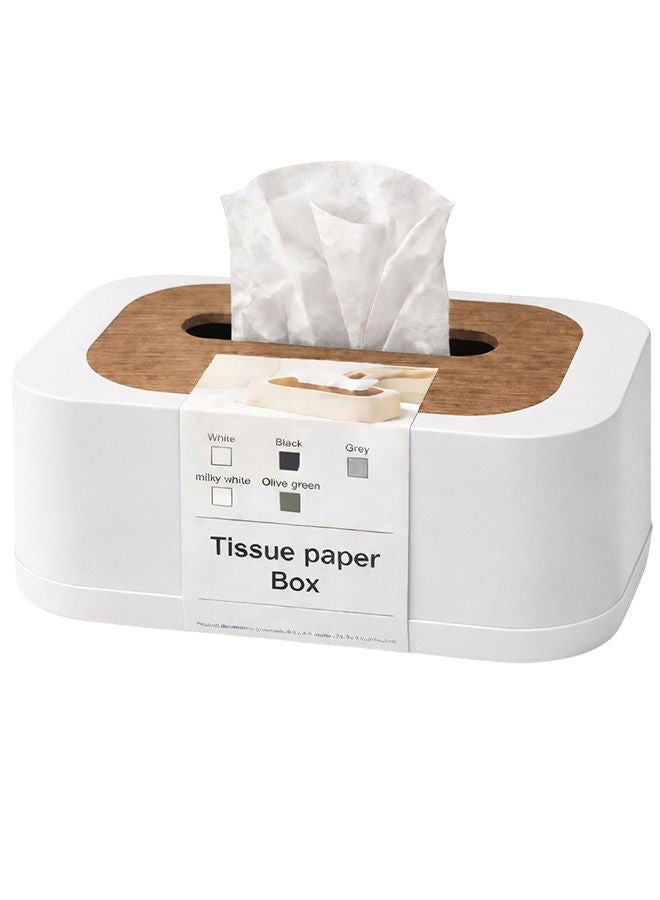 White Modern Tissue Box Cover with Lid – Decorative Rectangular Tissue Holder for Bathroom, Living Room, Bedroom & Office Beige